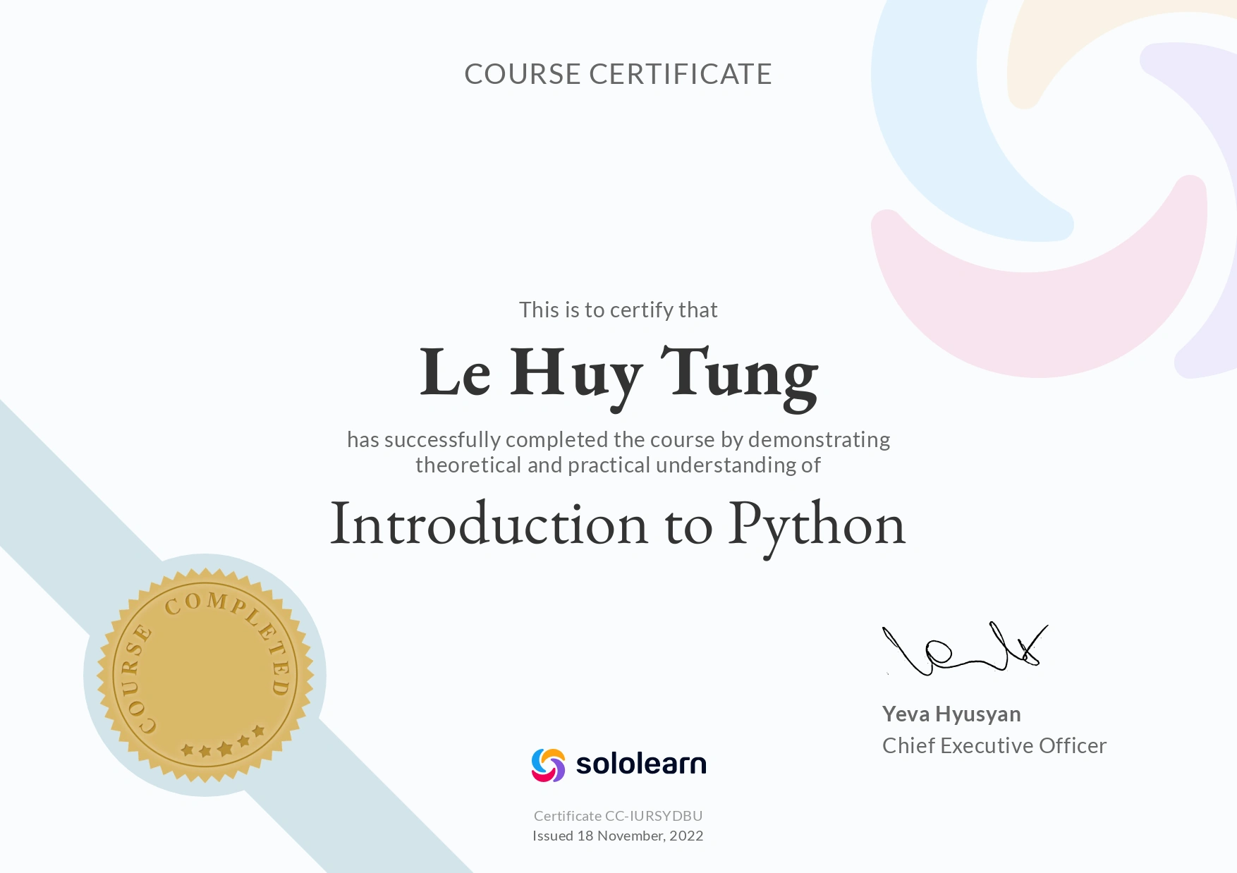 Sololearn Introduction to Python